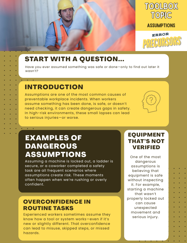 Assumptions Toolbox Topic