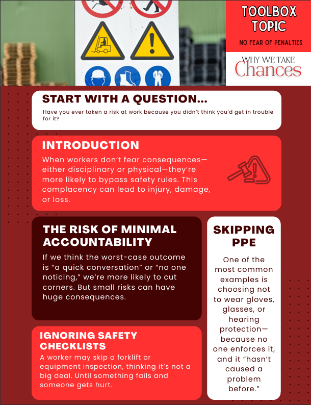 No Fear of Penalties Toolbox Topics