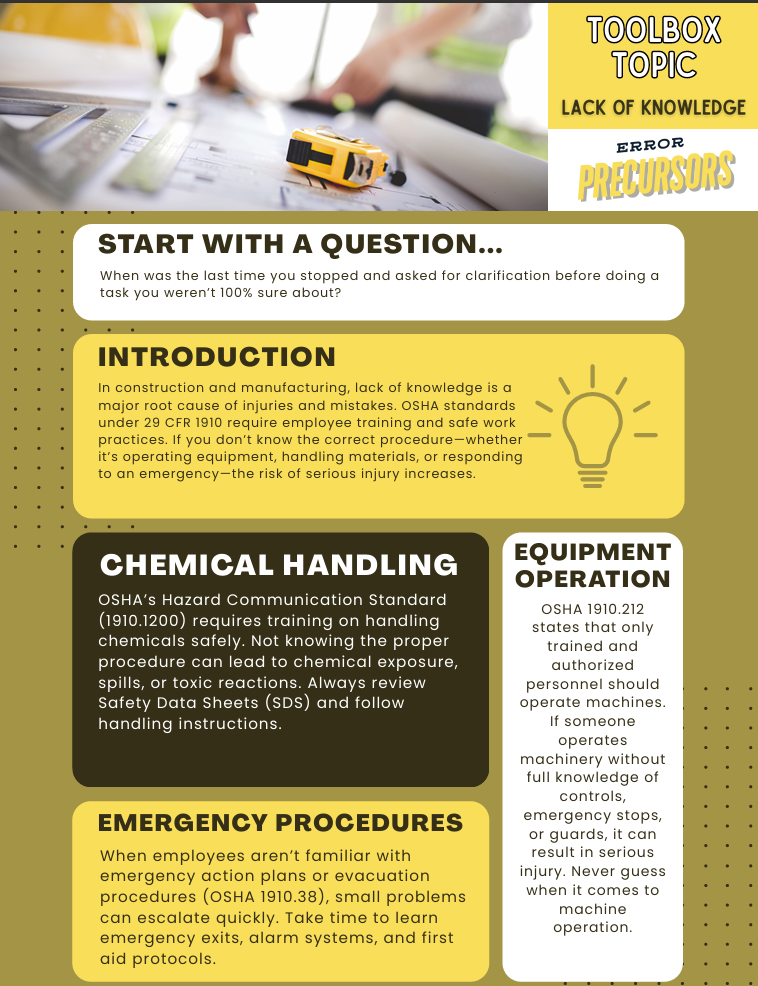 Lack of Knowledge Toolbox Topic