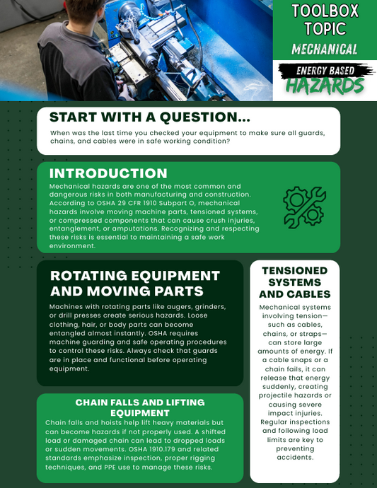 Mechanical Hazards - Toolbox Topic