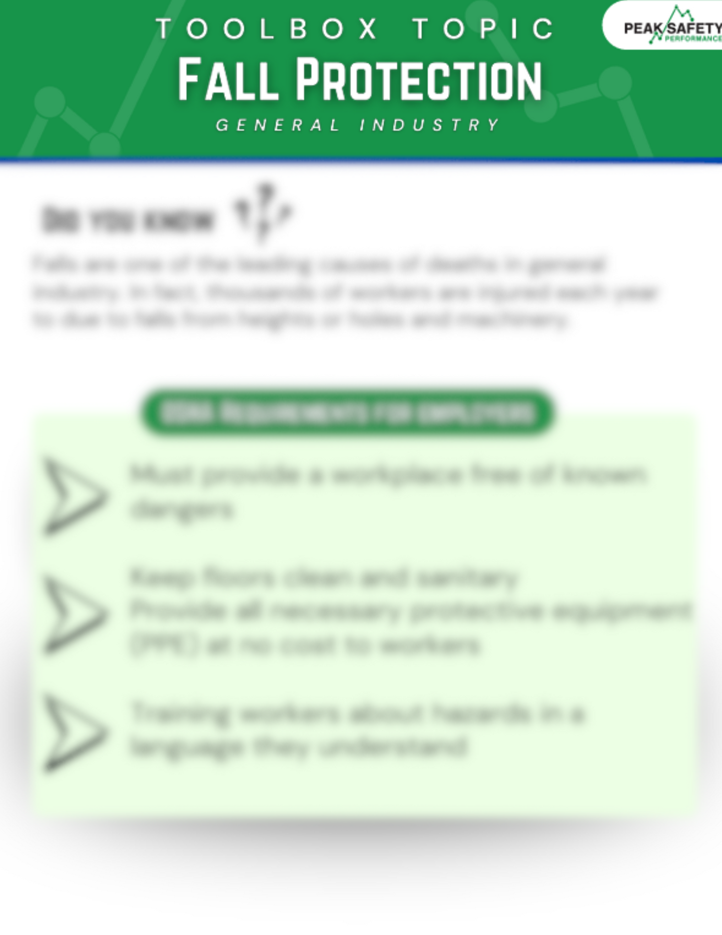 Toolbox Topic: Fall Protection General Industry