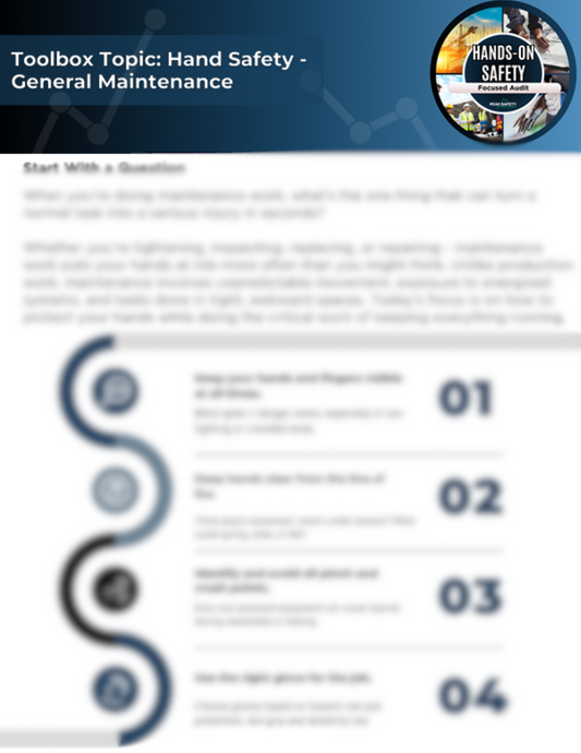 Hand Safety Toolbox Topic: General Maintenance